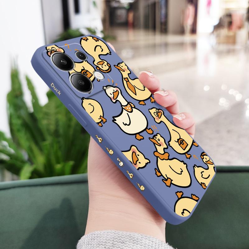 Чехол для телефона 'Застенчивая утка' для Xiaomi Redmi Note 14 13 12 12S 11 11S 10 10S 9 9S Pro Plus 4G 5G Жидкий силиконовый чехол