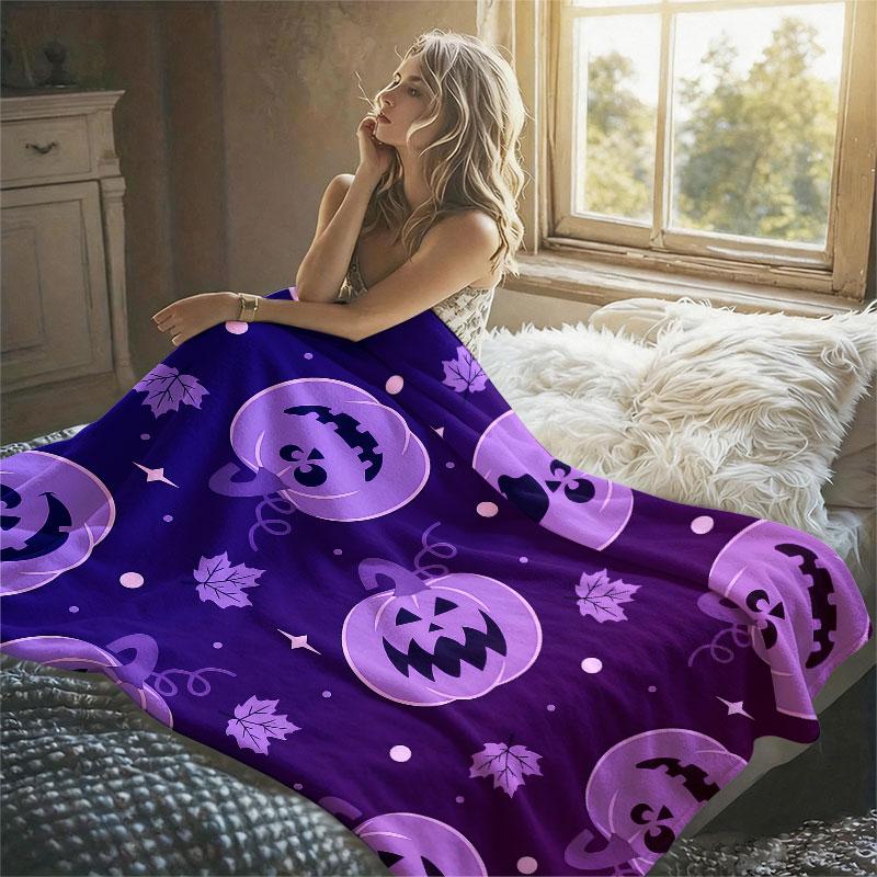 Pumpkin Halloween Flannel Blanket Warm Soft Halloween Christmas Decorative Couch Warm Cozy All-Season Gift