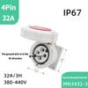 1PCS 4Pin 32A-3h Refrigerated and Refrigerated Container  Industrial Plug Quad Marine Four Hole Connector Socket 380-440V MN3412