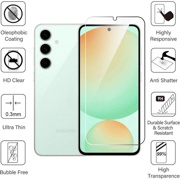 Protection d'écran - Booling - pour Samsung Galaxy S24 FE - Verre Trempé - 9H - Antichoc - Transparent X2