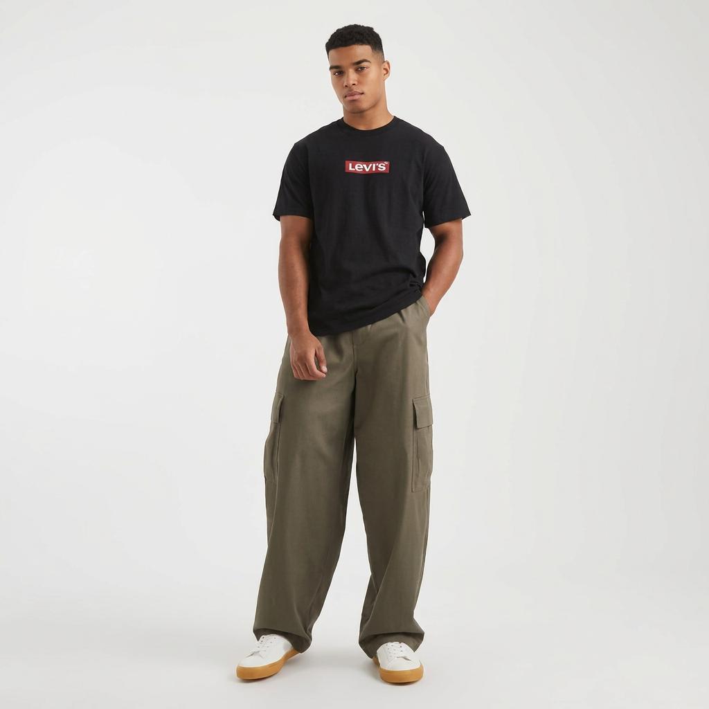 Levis Футболка с коротким рукавом, цветные блоки, принт с буквами, унисекс, черная 001AM-0001