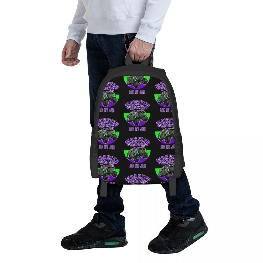 Monster Truck Are My Jam Grave Digger Vintage Art Backpack School Bag Hiking Travel Daypack for Men Women Bookbag Shoulder Bags