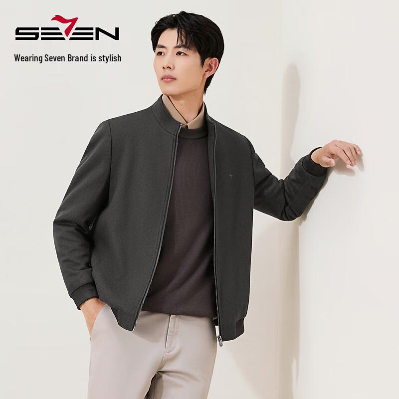 Qipai Men's Stand-Collar 24% Wool Blend Jacquard Jacket