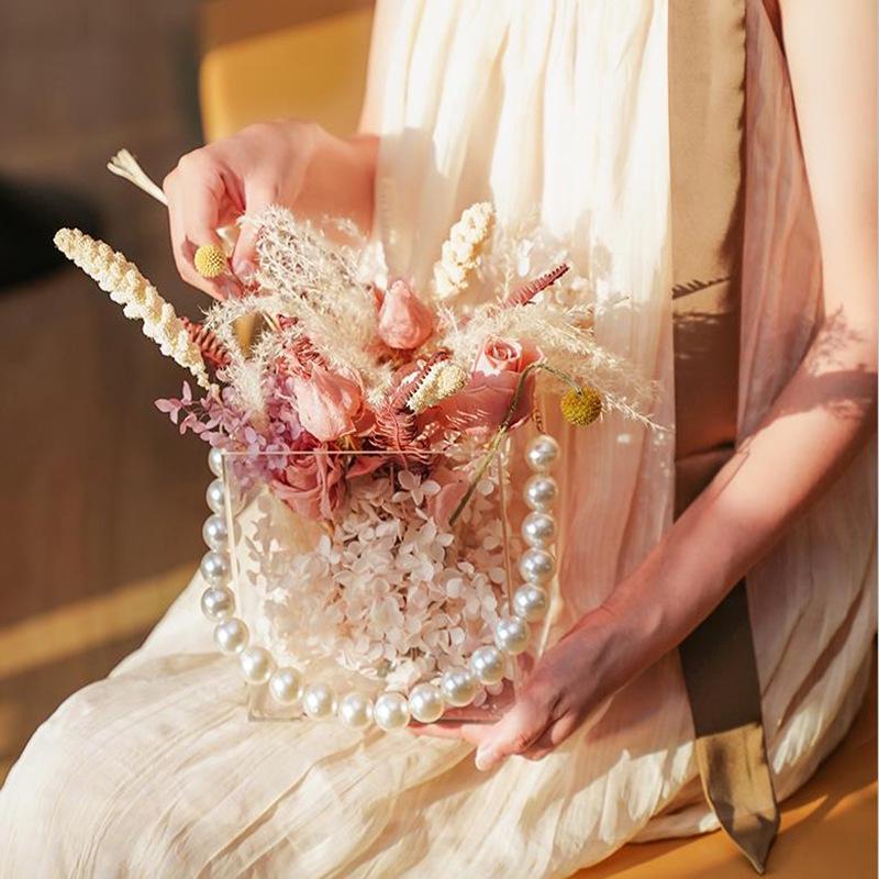 Custom Portable Transparent Acrylic Flower Gift Box