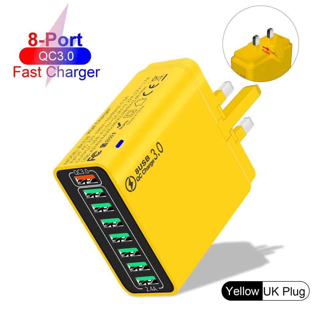 8 в 1 65 Вт USB EU/US/UK/KR Plug зарядное устройство быстрая зарядка телефона зарядное устройство сетевой адаптер для iPhone Samsung Xiaomi Multi Port