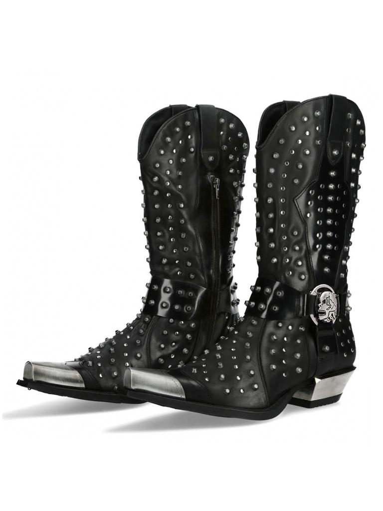 Fashion Fashion Punk Men Women Chelsea Boots Rivets Black Metal Square Toe Buckle Motorcycle Boots Leather Handmade Designer Shoes 35-45