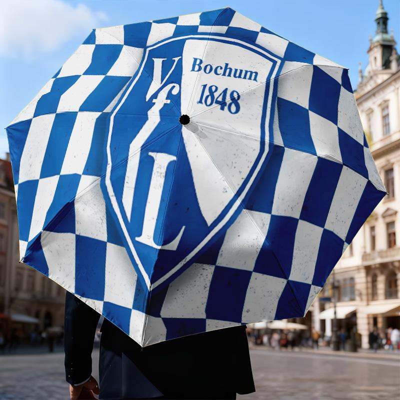 Bochum Crest Automatic Folding Umbrella - 8-Rib Travel Umbrella with Auto Open/Close & Portable Gifts for holidays or birthdays