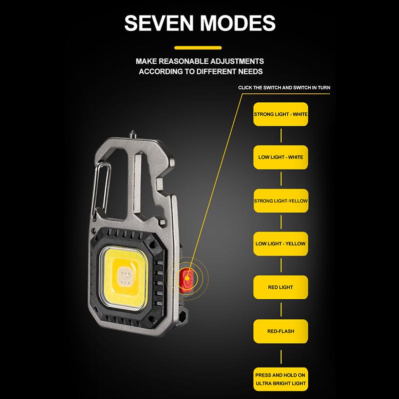 LED multifunctional portable keychain light emergency outdoor camping light USB mini COB work light