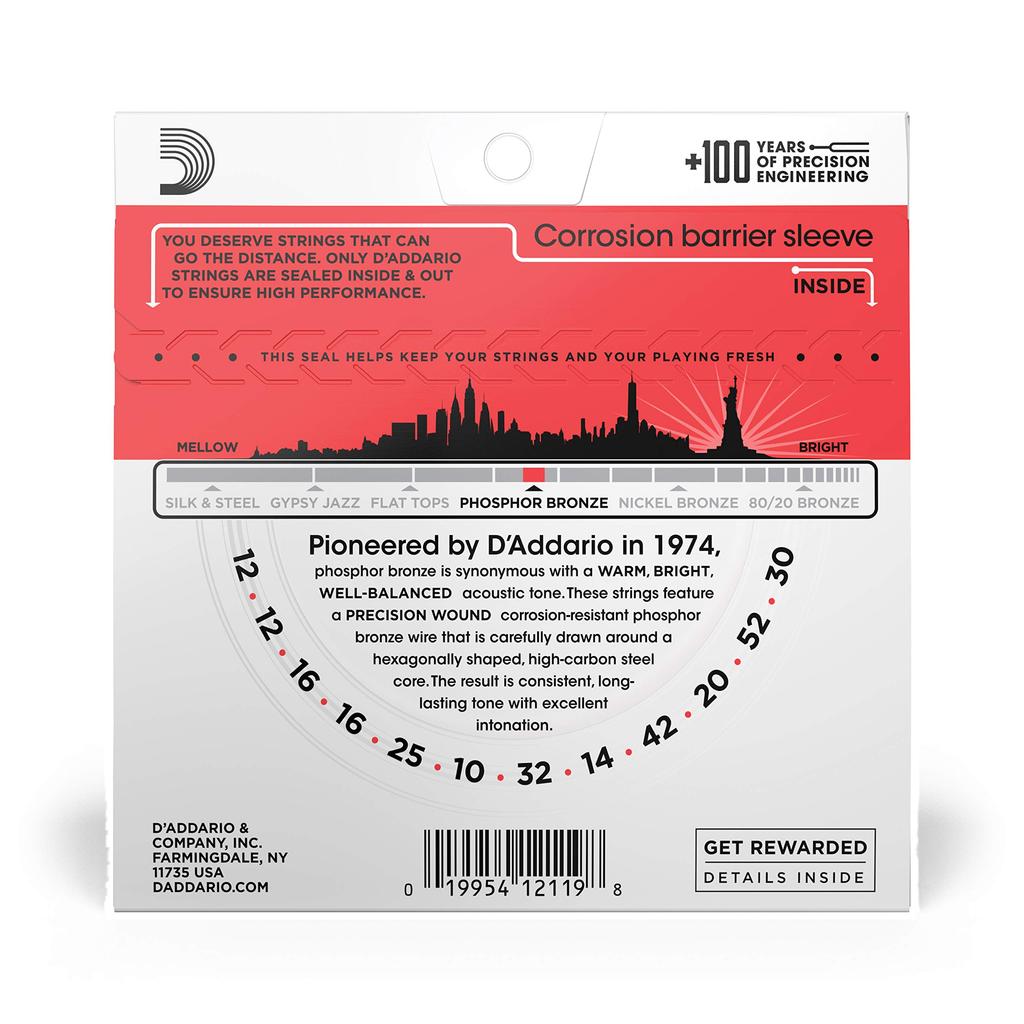 Phosphor Bronze Acoustic Guitar EJ39 D'Addario Strings, Medium, 12-String, .012-.052,