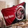 Ajax Amsterdam Personalized Fleece Blanket With Football Logo, Custom Name Text Soft Warm Home Throw Blanket