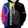 Venezuela Flag Baseball Player Men's Polyester 3D Print Hooded Sweatshirt Long Sleeve Casual Pullover Slight Stretch Spring/Autumn
