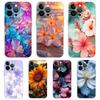 Для iPhone 15 16 14 13 12 mini 11 Pro Max XS X XR SE 7 8 Plus Силиконовый Прозрачный Чехол Красивые Цветы Листья Роскошный Чехол для Телефона