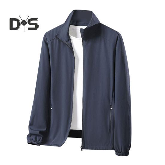 Мужская и женская солнцезащитная куртка с воротником-стойкой и длинным рукавом, однотонная застежка-молния, солнцезащитная одежда из ледяного шелка