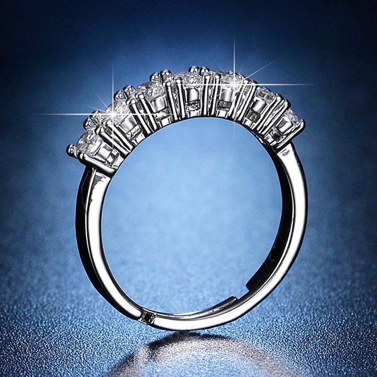 Простое кольцо с семью рядами звезд, имитация муассанита, кольцо для женщин