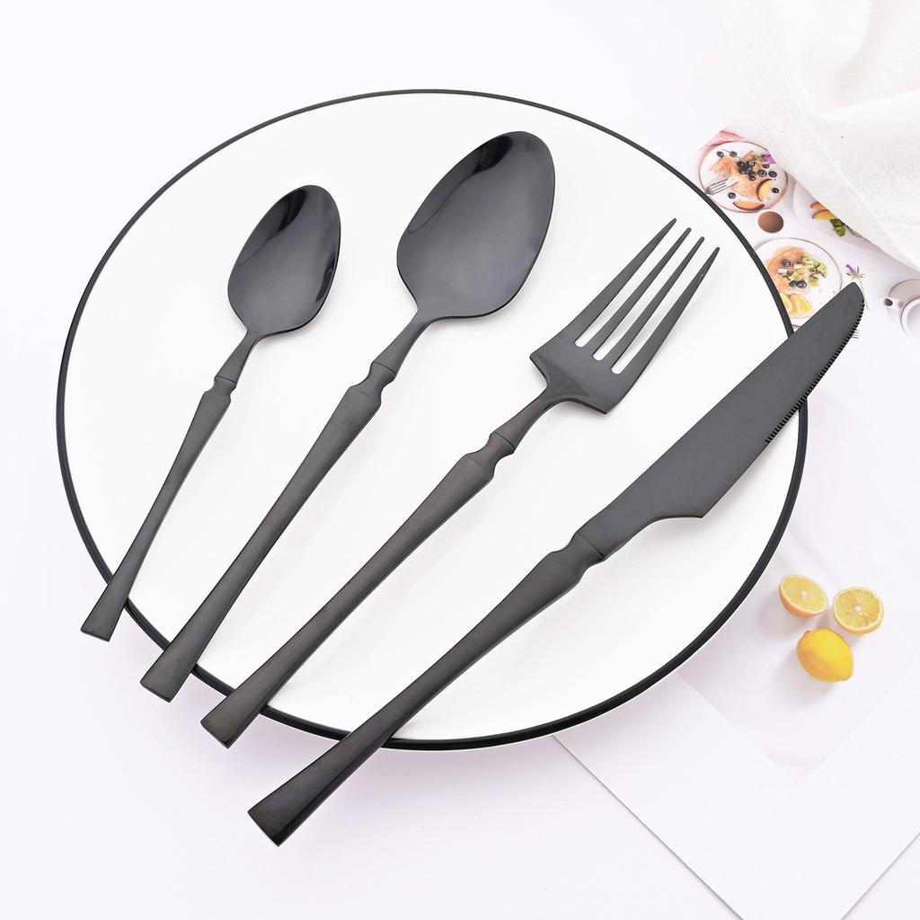 20Pcs (5set) Luxury Pink Gold Dinnerware Set Stainless Steel Flatware Cutlery Set Kitchen Fork Knife Spoon Tableware Silverware Set