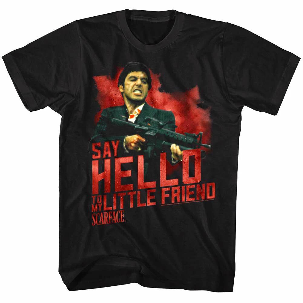 Scarface Say Hello To My Little Friend Men's T Shirt Blood Splatter Tony Montana