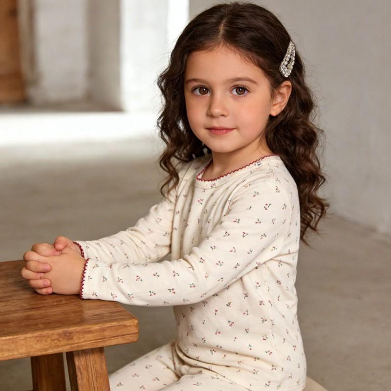 Cotton Floral Pajama Set Girls A-Grade Soft Breathable Sleepwear Toddler Lounge Wear