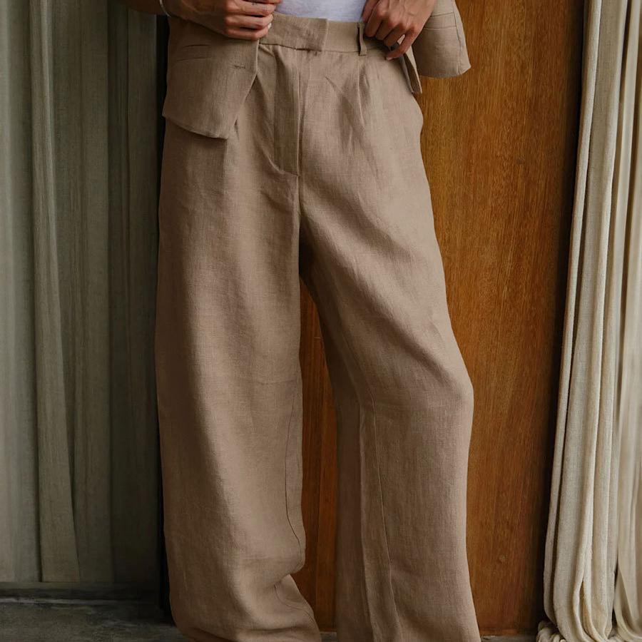 GMXIA Cotton Linen Trousers Summer New Female Temperament Commuter Straight Casual Dragging Trousers Cotton Linen Trousers