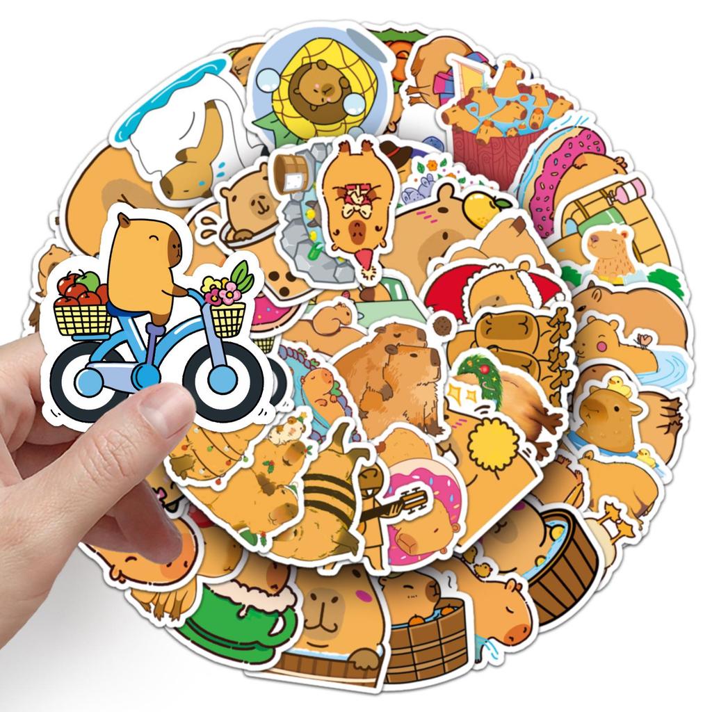 50 Cute Capybara Cartoon Stickers - DIY Waterproof Decor for Skateboards, Phone Cases, and Luggage