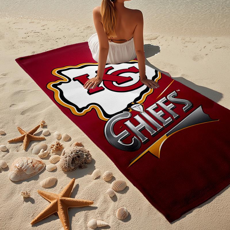 Kansas City Chiefs Logo Microfiber Beach Towel, Lightweight And Quick-Dry, for Summer Travel, Beach Essential, Swimming Pool