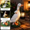 Resin Duck Statue with Flowers Garden Solar Lantern, Cute Mom And Baby Sculpture Outdoor Decor Lamp, Waterproof Light for Yard Lawn Patio