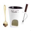 Chocolate Fondue Cup with Fork And Spoon Cheese Melting Broth Butter Warmer