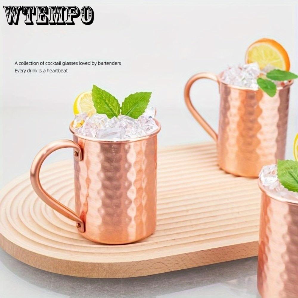 1pc Moscow Mule Mugs Mugs Hand Hammered Finish Riveited Handle Metal Rolled Edge Copper-plated Hammered Cup Cocktail Mug