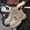 2025Новые Мужские Ботинки Модные Повседневные Кожаные Ботинки Трендовые Мотоциклетные Ботинки На Шнуровке Ботинки на Платформе Высокие Ботинки для Мужчин Большой Размер48
