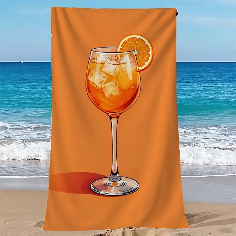 Cocktail Beach Towel Microfiber Orange Juice Glass Pattern Bath Towels Quick Dry Large Swimming Blanket Travel Shawl Coverup