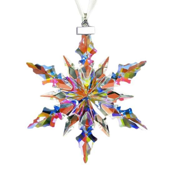 Faux Crystal Snowflake Ornament Sparkly Clear Faceted Snowflake Christmas Tree Ornament for Winter Wonderland Decoration Holiday Party Favors