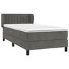 3127590 vidaXL Lit à sommier tapissier et matelas Gris foncé 90x200 cm Velours