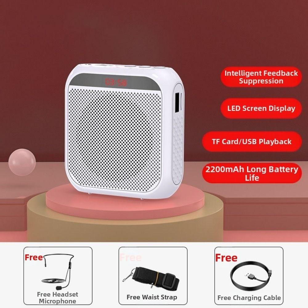 Rechargeable Wireless Voice Amplifier With Microphone Audio Speaker Presentation