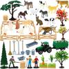 42Pcs Farm Animal Toy Set Plastic Farm Animal Figurines Tractor Fence Toy Farm Playset Educational Learning Toy Gift