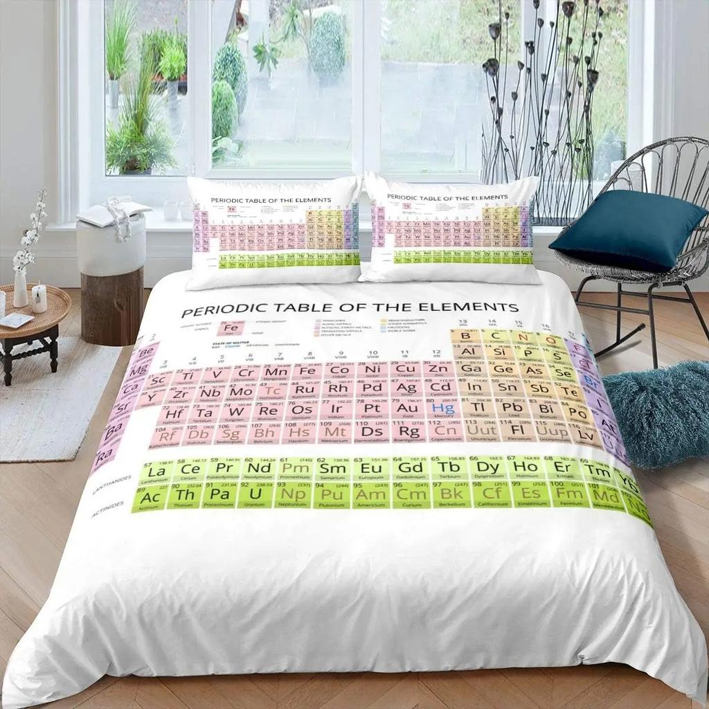 Periodic Table Of Elements Duvet Cover Twin Queen Science Theme Bedding Set For Chemistry Lovers Teens Kids Back To School Gifts