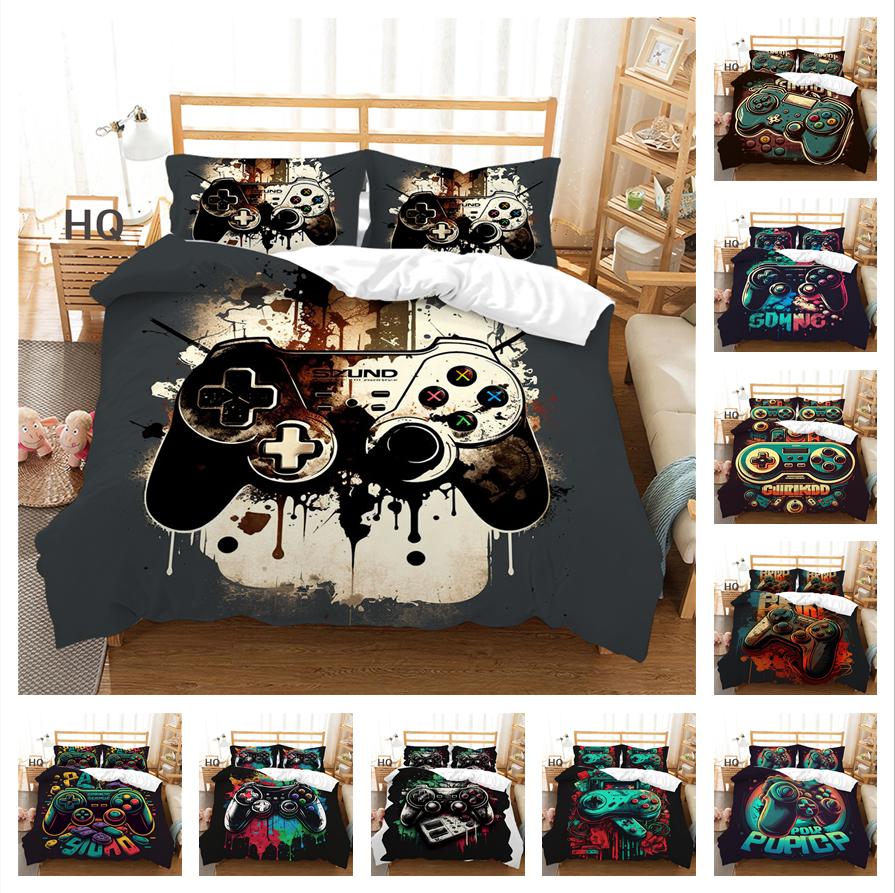 Комплект постельного белья с 3D-плеером, игровая ручка, пододеяльник, наволочка, 2/3 шт., подходит для любителей игр, для мальчиков, для мужчин, для комнаты, на молнии, украшение для дома