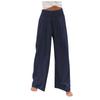 Women's Casual Loose High Waist Cotton Linen Wide Leg Long Pants With Pockets