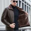 Genuine Leather Down Jacket Men's New Winter Stand-up Collar Plus Velvet Thickened Men's Casual Leather Jacket Jacket for Men