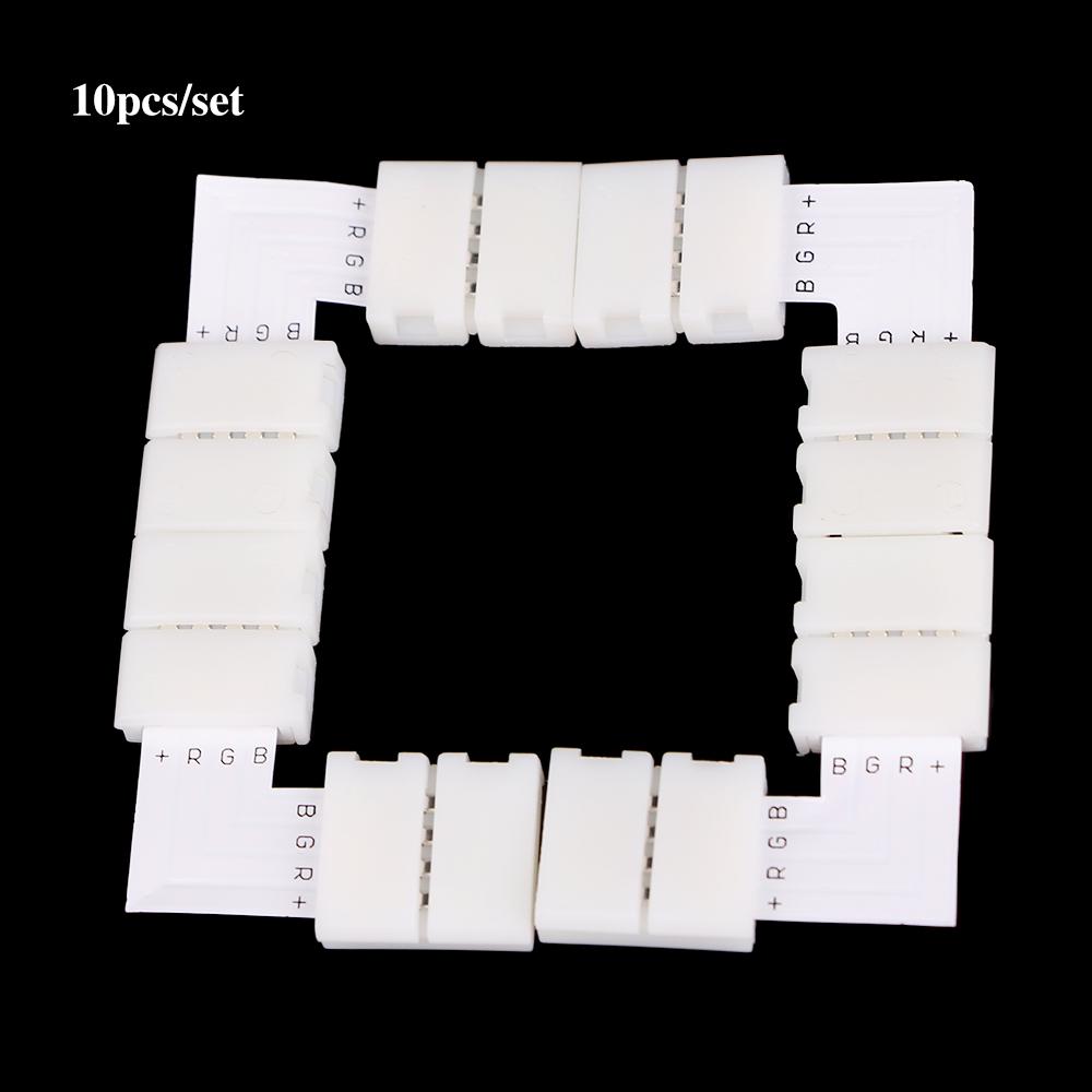 10Pcs 4Pin Corner Splitter LED Strip NO Soldering Light Connectors RGB 5050