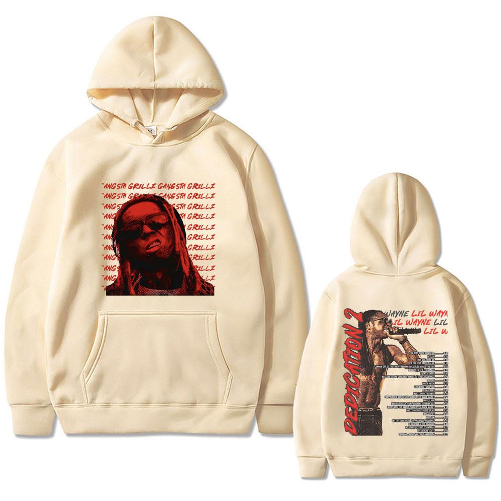 Худи с графическим принтом альбома рэпера Lil Wayne Мужская Женская Мода Винтажный Хип-Хоп Уличная одежда Унисекс Флис Оверсайз