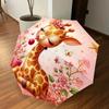 1pc giraffe, cherry Automatic Open/Close Umbrella Compact Folding Umbrella with 8-Rib Shaft for Women/Men, Elegant Birthday1123S
