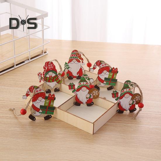 12 Pcs Christmas Wooden Ornaments Hanging Gnome Gingerbread Man Decorations Xmas Tree Pendant for Holiday Home Decor