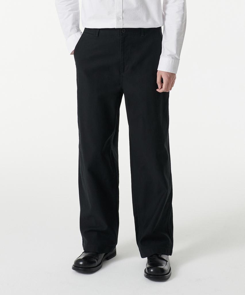 MUSINSA STANDARD Back Satin Wide Officer Pants [Black]