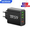 Зарядное устройство USB C 65 Вт 6 портов Быстрая зарядка Сетевой адаптер для iPhone 15 14 16 Pro Max Samsung Galaxy Xiaomi 14 Мобильные быстрые зарядные устройства