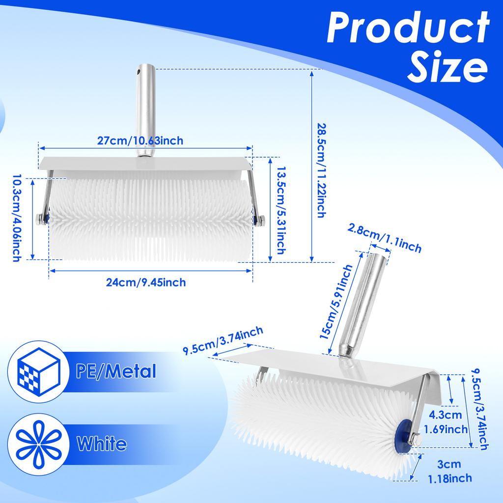 Spiked Roller Spiked Screeding Compound Roller Reusable Self Leveling Screed Rollers Brush with Splash Guard for Bubble Removal