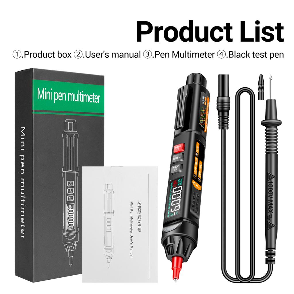 Модернизированный цифровой мультиметр с ручкой, электрический тестер с NCV-вольтметром, амперметром, омметром, цифровой тестер сопротивления