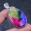 Радужный солнечный кварц ручной работы этнический серебро 925 пробы подарок кулон 2,40" Z8L96