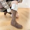 Модные Зимние Теплые Хлопковые Женские Ботфорты Выше Колена На Слипонах Женские Лаконичные Квадратный Низкий Каблук Длинные Ботфорты Женские