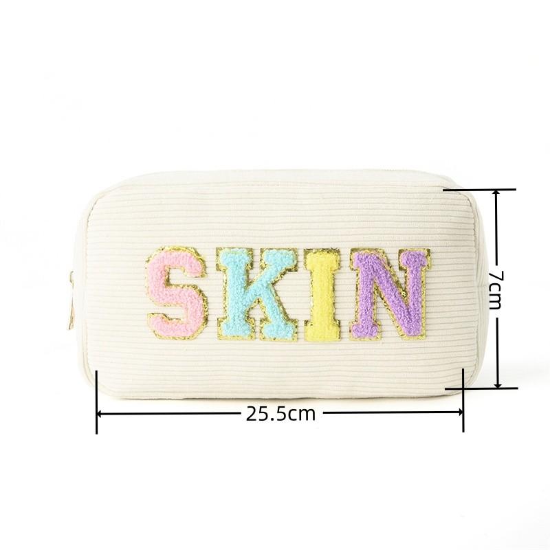 Сумка для хранения вышитых вещей, вельветовая косметичка с буквами, переносная косметичка, большая вместительная косметичка