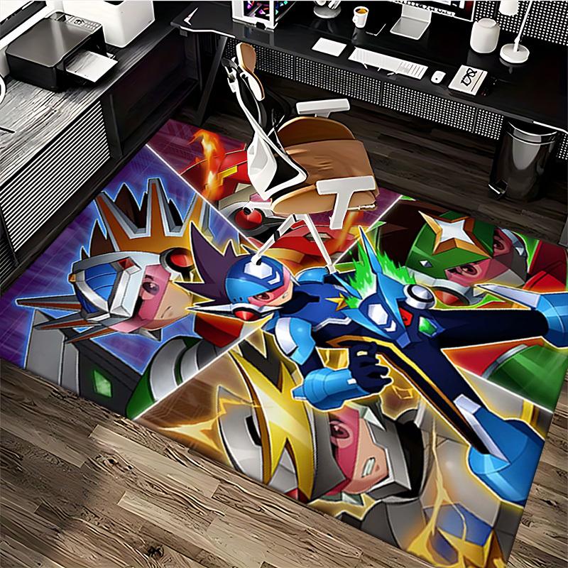 1pc Mega Man Anime Cartoon Design Office Chair Mat Non-Slip Carpet for Home Decor, Living Room, Bedroom, Game Room - Perfect Gift for Fans!Y072