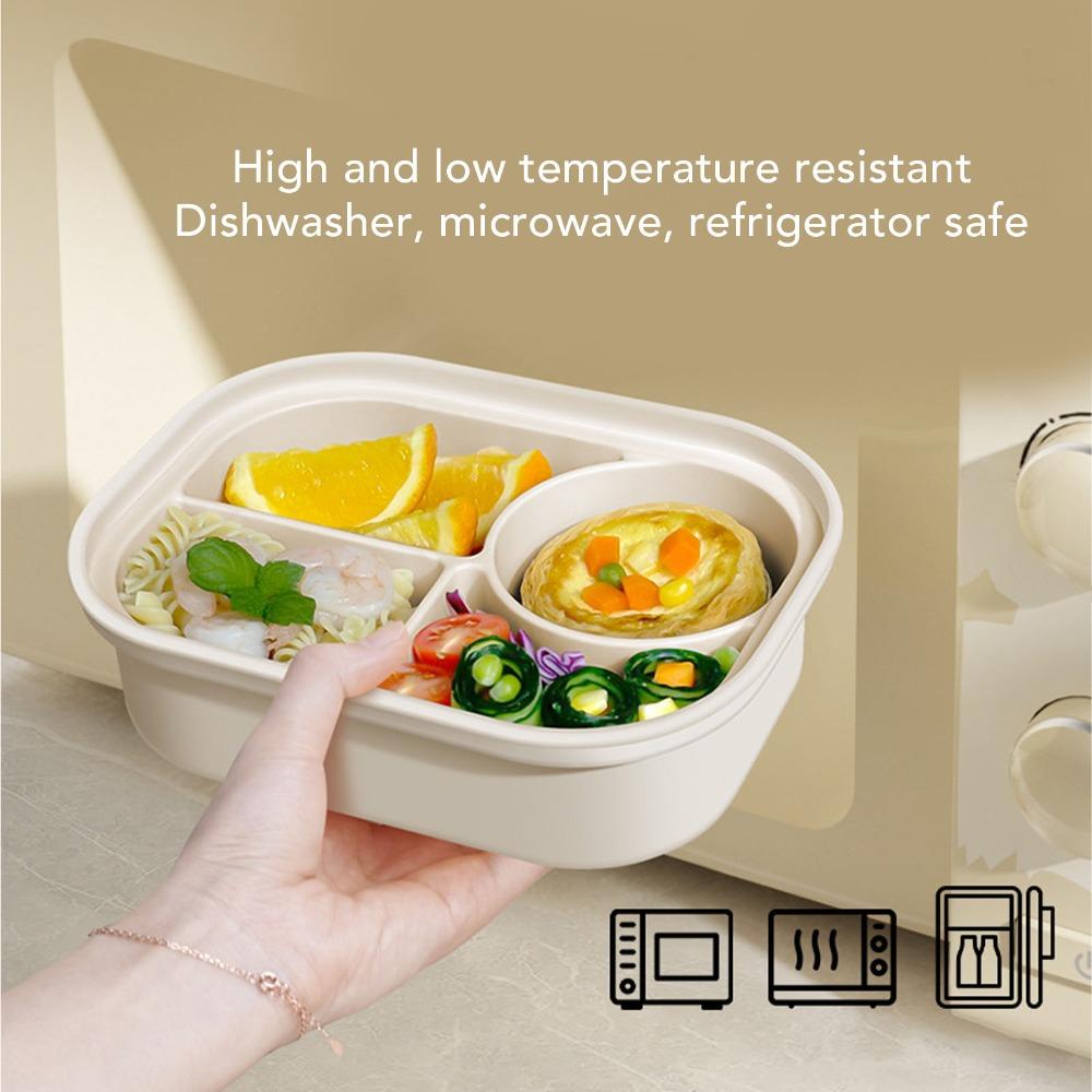 Silicone Lunch Storage Container 4 Compartment Thermal Lunch Box Food Container For Office